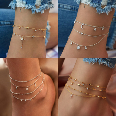 Summer Boho Butterfly Anklet For Women Gold Multilayer