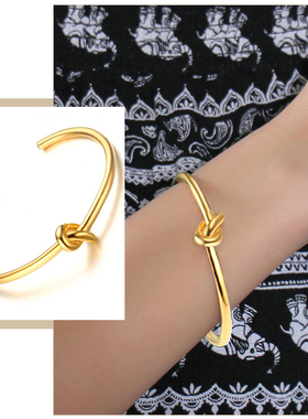 Candid Style Knot Cuff Bangle for Women,Gold Color