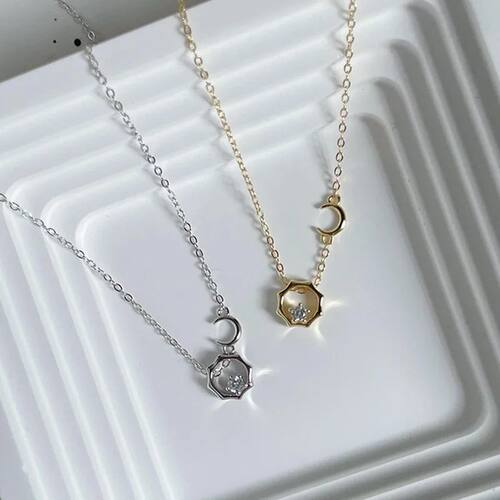 New Sterling Silver Geometric Shape Necklace Personality Cha
