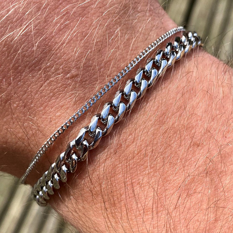 Vnox Mens Simple 3-11mm Stainless Steel Curb Cuban Link