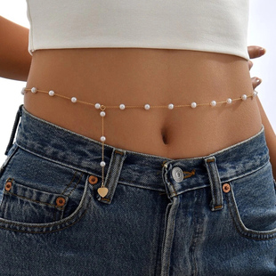 Belly Pearl Decor Sexy Chain Aesthetic Body Waist Vintage