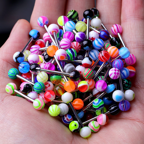 10/20/30Pcs Stainless Steel Tongue Piercing Ring Mix Tongue