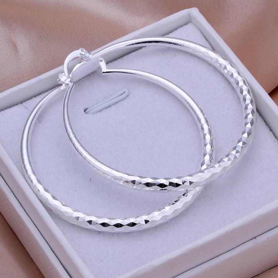 925 Silver color  big Earring women lady 5cm circle top