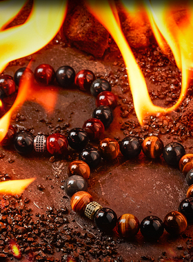 Hell Fire Series 5A Natural Red Yellow Tiger Eye Stone Bead