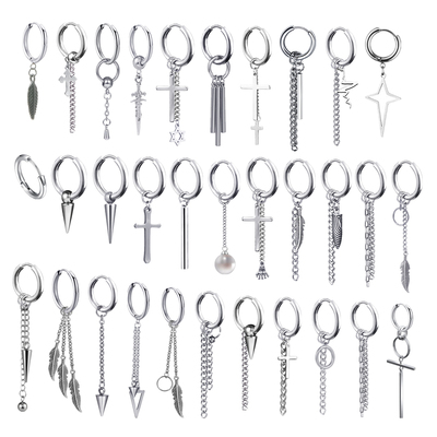 New Punk Stainless Steel Chain Hoop Earrings For Women Men