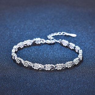 Fine heart bracelets 925 Sterling Silver chain cuff for