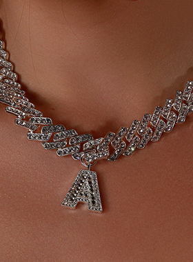 Fashion Punk Hip Hop A-Z Initial Necklace for Women Men