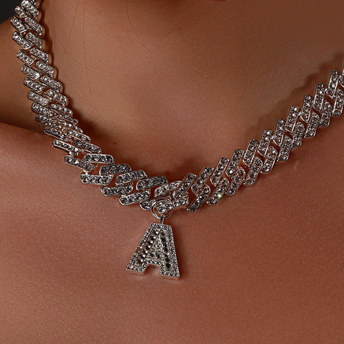 Fashion Punk Hip Hop A-Z Initial Necklace for Women Men