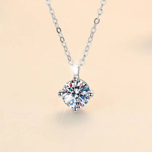 New 2ct Moissanite Sterling Silver Necklace Pendant Chain