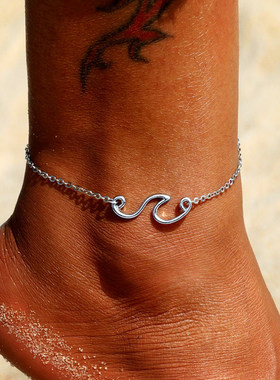 Bohemian Vintage Silver Color Wave Leg Chain Ankle Bracelet