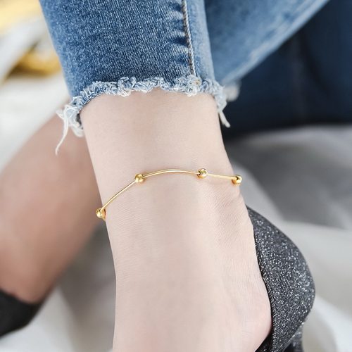 New Stainless Steel Anklet For Women Gold Color Round Chain
