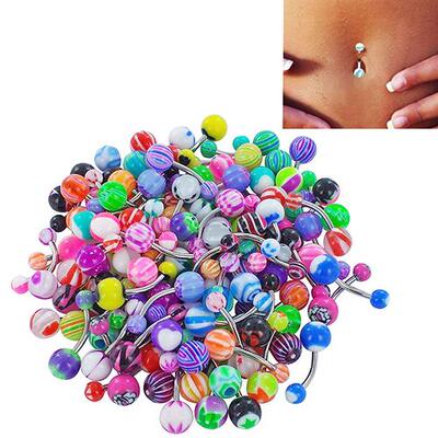 30 Pcs/set Colorful Sexy Belly Bars Body Piercing Button