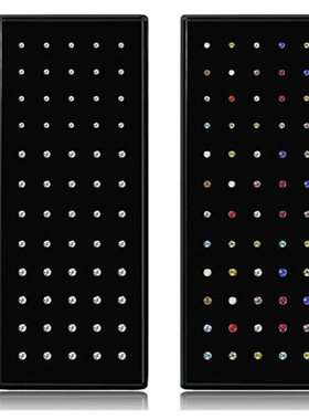60pcs Stainless Steel Crystal Nose Ring Set Women Surgical