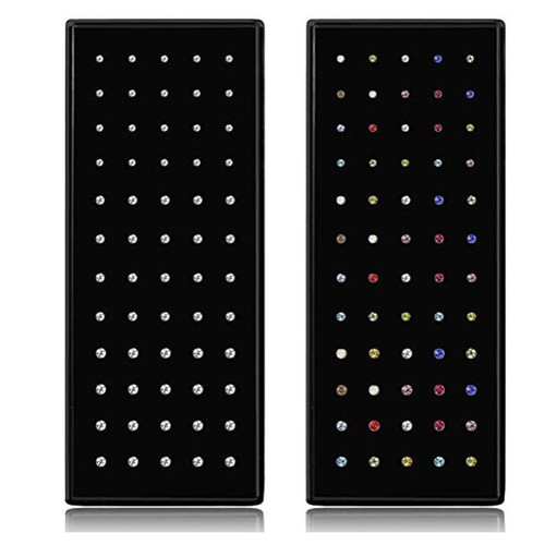 60pcs Stainless Steel Crystal Nose Ring Set Women Surgical