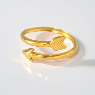 Adjustable Gold Stainless Arrow for Women Rings Steel Open