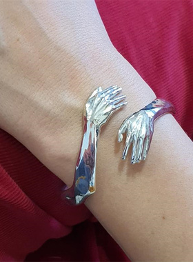 Goth Hand Hug Bracelet for Women Men Open Cuff Bangle