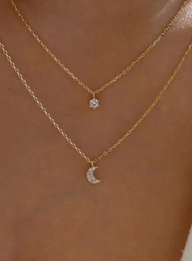 2023 Trend Elegant Jewelry Crystal Moon Star Pendant