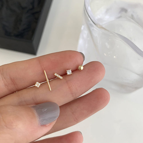 5pcs/set Gold Silver Color Crystal Stud Earring Set For