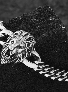 HNSP 12MM Stainless Steel Hand Chian Lion King Head