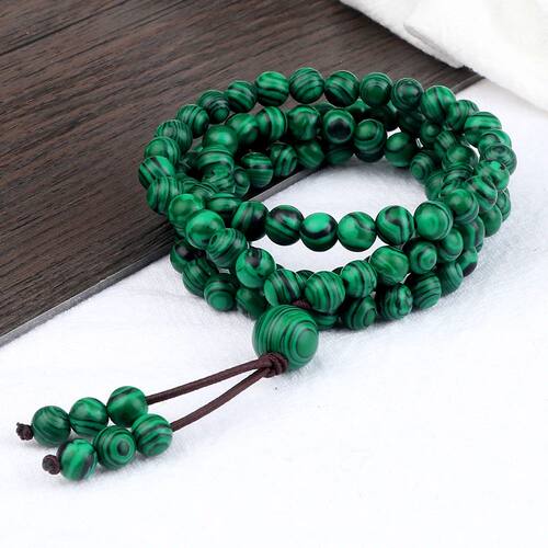 Natural Malachite Stone Bracelet Tasbih Musulman Rosary