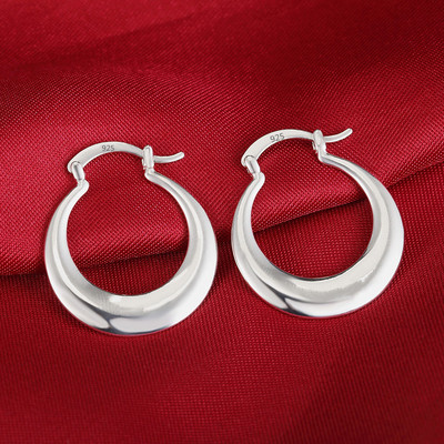 3cm 925 Sterling Silver Earrings Fashion round big hoop