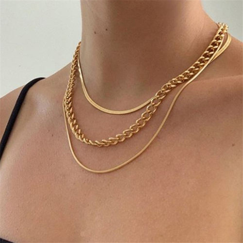 3 Layed Choker Necklaces Collar Women Chokers Gold Color