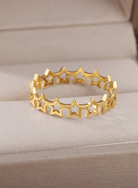 Star Rings for Women Gold Plated Couple Stainless Steel