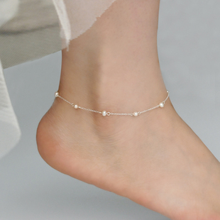 2021 New 925 sterling silver anklet Natural pearl Chain
