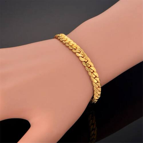 Gold Color Bracelet for Men Women Curb Snake Link Chain