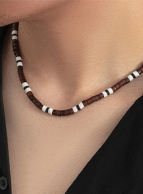 2023 Men's Wooden Beaded Clay Necklace Fashion Vintage