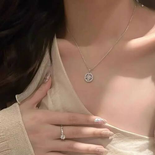 New Sterling Silver Disc Shape Necklace Personalized Pendant