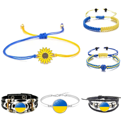 New Fashion Ukraine Flag Charm Rope/Leather Bracelet