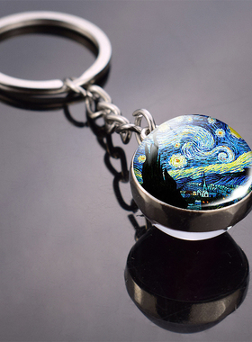 Van Gogh Oil Painting Keychain Starry Night art Picutre