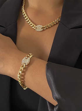 Ingemark Iced Out Rhinestones Tennis Chain Pendant Choker