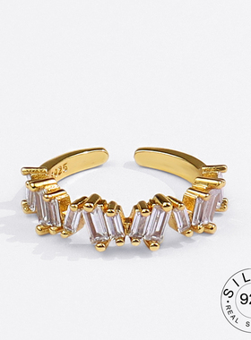 925 Sterling Silver Rings for Women Curve Diamond Vintage