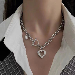 Love for Choker Necklace Pendant Women Fashion Silver Heart