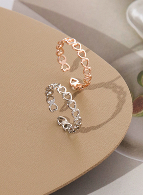 LATS Gold Silver Color Hollowed-out Heart Shape Open Ring