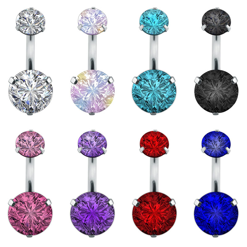 double fashion crystal flower belly button rings aaa zircon