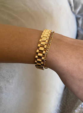 Luxury Golden Stainless Steel Cuba Bracelet Watch Wristband