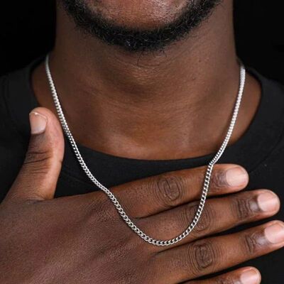 3mm Men's Cuban Chain Necklace Simple Stainless Steel Neckla