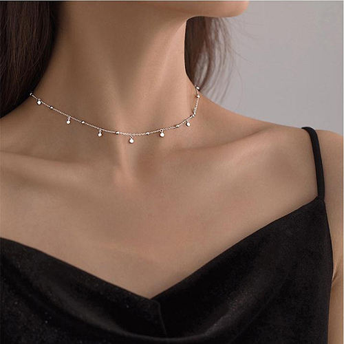 2021 New Silver Color Small Piece Choker Necklace For Women