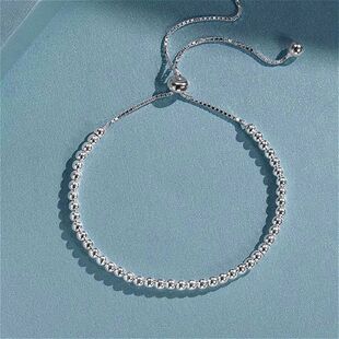Solid Sterling Silver Metal Bracelets for Women Men Beads Ad
