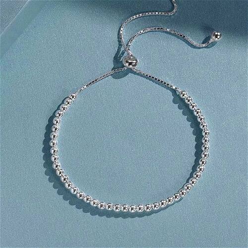 Solid Sterling Silver Metal Bracelets for Women Men Beads Ad