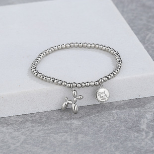 Sterling Silver Fashion Elastic Rope Balloon Dog Bracelet
