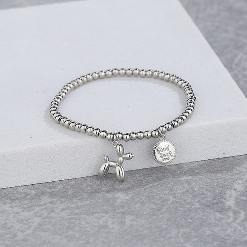 Sterling Silver Fashion Elastic Rope Balloon Dog Bracelet