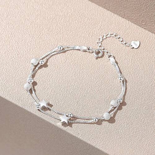 Sterling Silver Star Beaded Bracelets For Women Korean Doubl