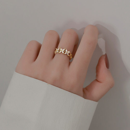 Ring for Women Crystal Butterfly Ring Simple Luxury Opening