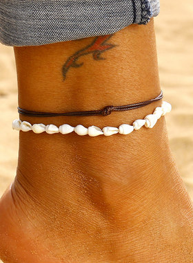 2 Pcs/ Set Anklets for Women Foot Jewelry Summer Beach