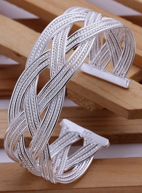 Wedding women lady 925 sterling silver open Bangle fashion