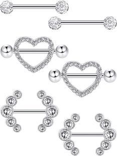 2024 1Pair Heart Barbell Nipple Ring Piercing Helix Piercing